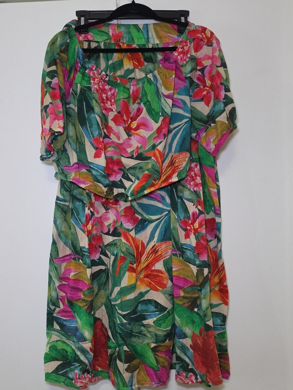 Primark Green Multi-Color Tropical Midi Dress